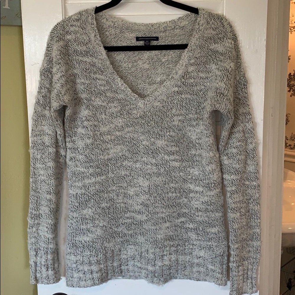 Grey white with silver sweater